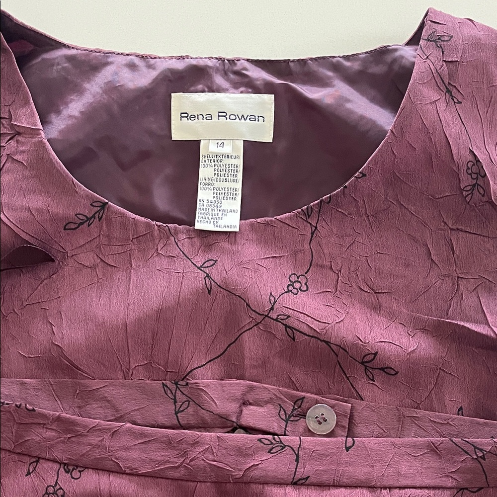 Rena Rowan Mauve 2 piece Dress with Black Floral Pattern